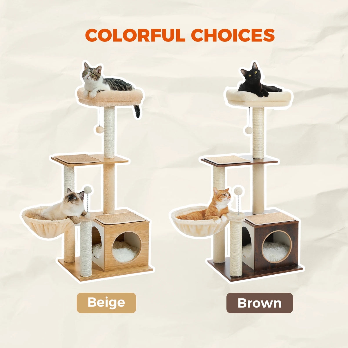 PAWZ Road Multi Level Wooden Cat Tree With Cozy Hammock