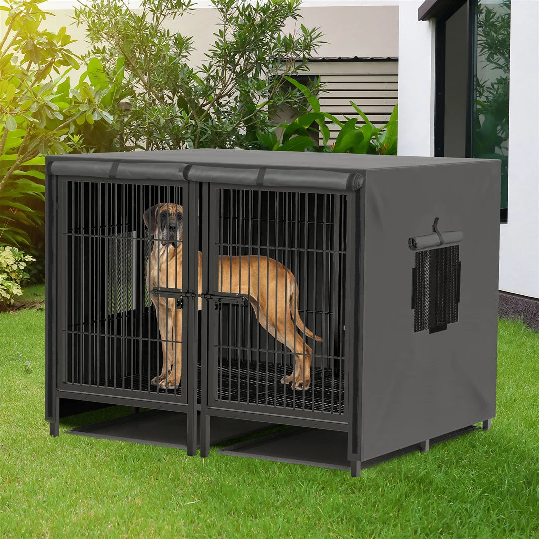 Bingopaw Double Metal Dog Cage Kennel With Removable Divider