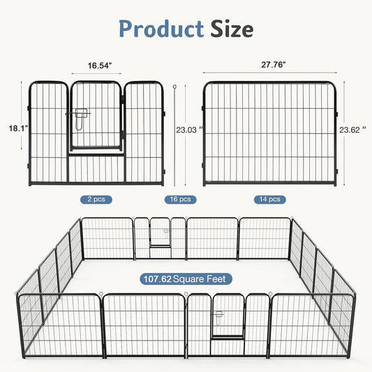 JHK Foldable Metal Dog Playpen Pet Exercise Outdoor Fence