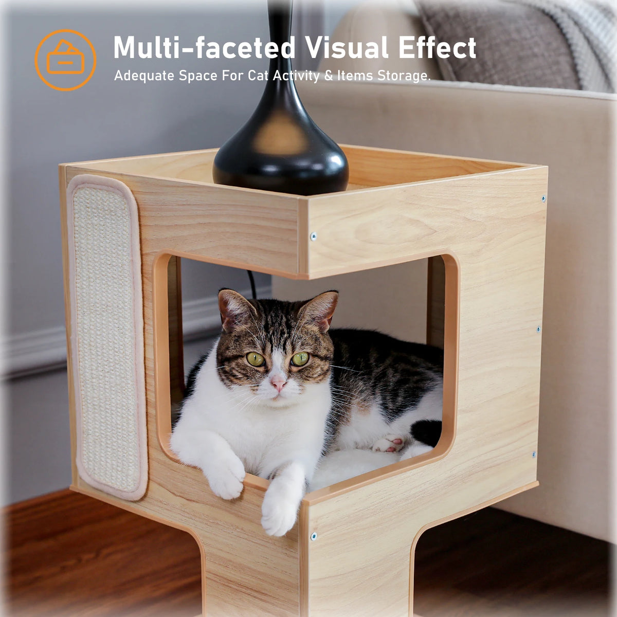 PAWZ Road Wooden Cat Condo Tree With Scratching Platform