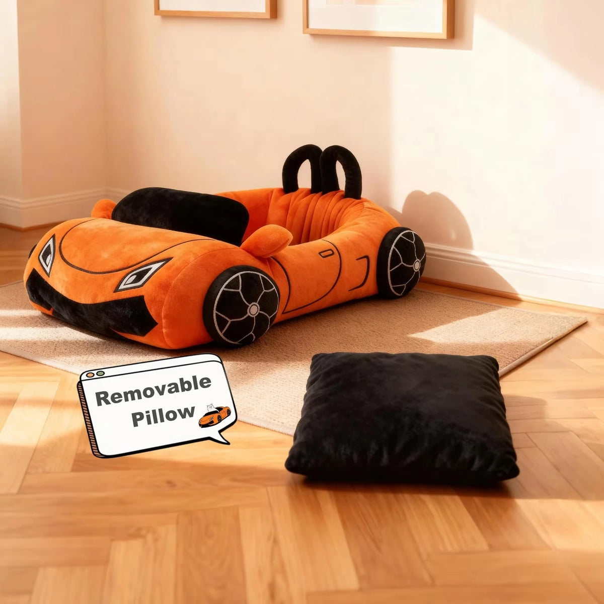 CWV Coral Fleece Supercar Kitten Bed With Soft Pillow
