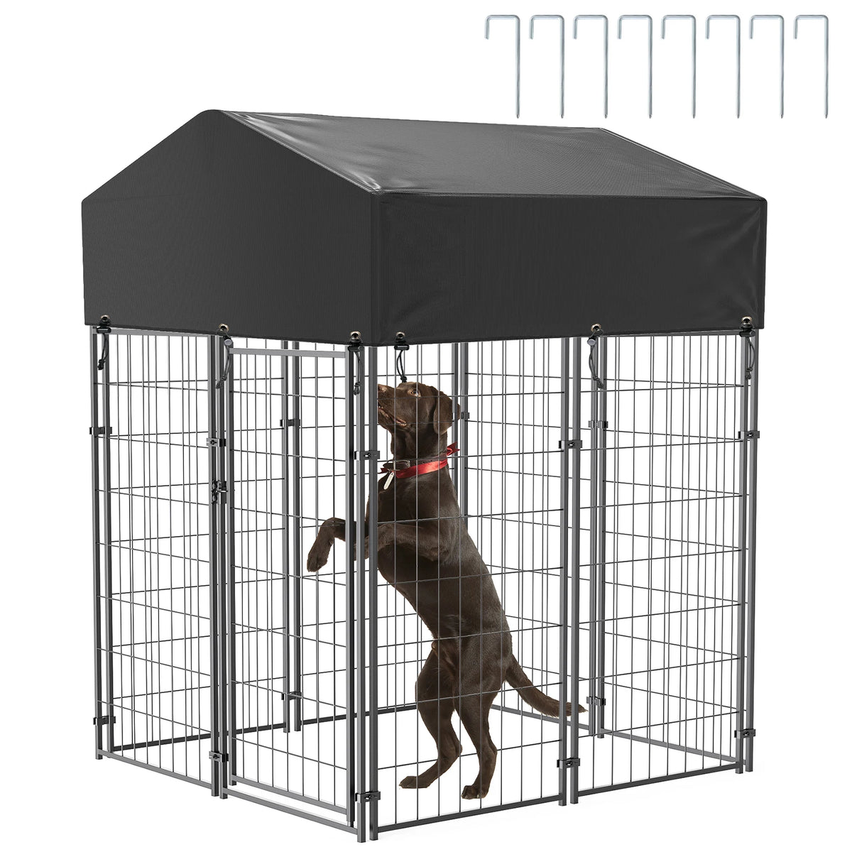 Bingopaw Outdoor Welded Wire Dog Kennel With Weatherproof Cover