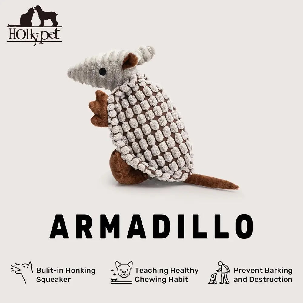 Hollypet Armadillo Squeaky Dog Toy For Playful Chewers