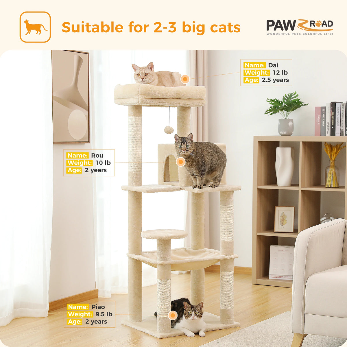 PAWZ Road Five Tier Cat Tower With Sisal Scratching Posts
