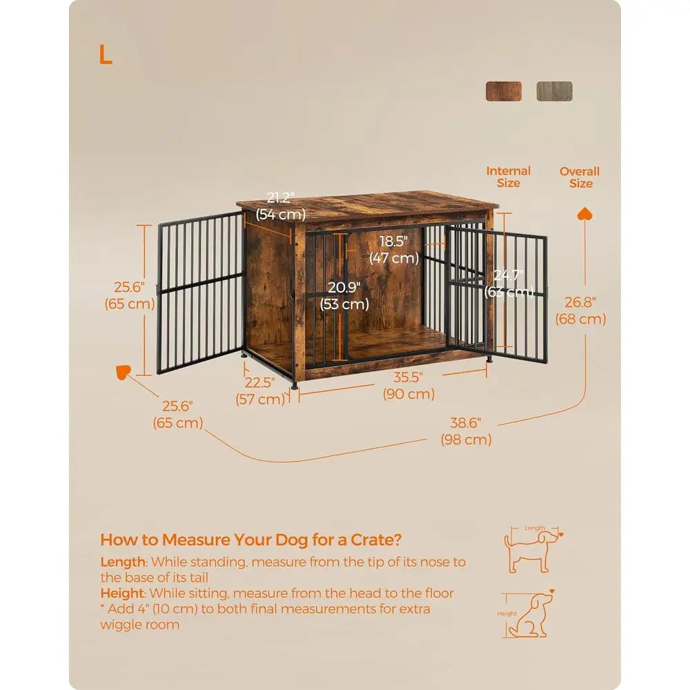 Heavy Duty Wooden Dog Crate End Table With Steel Design