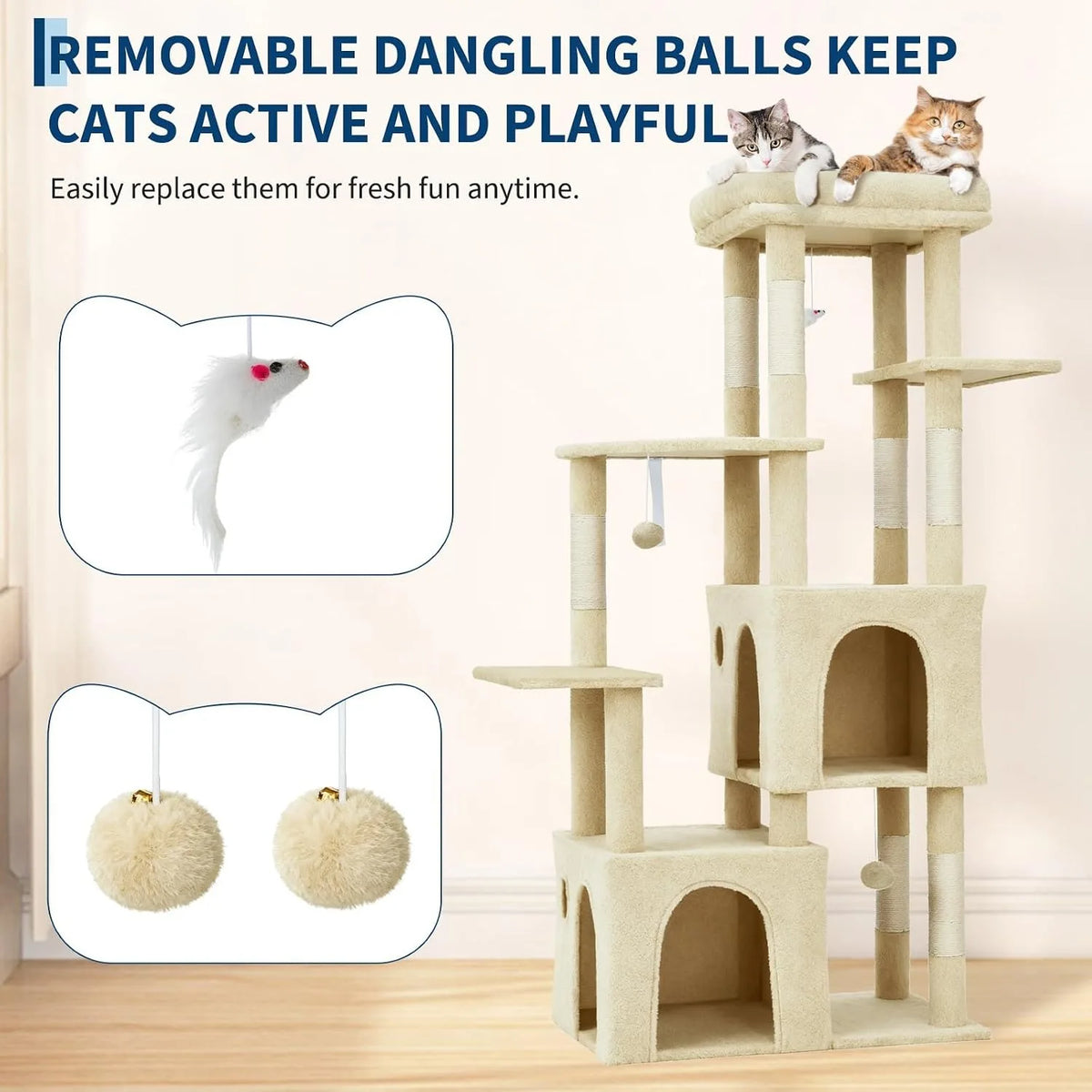 Elevated Multi Level Cat Climbing Tree With Scratching Posts