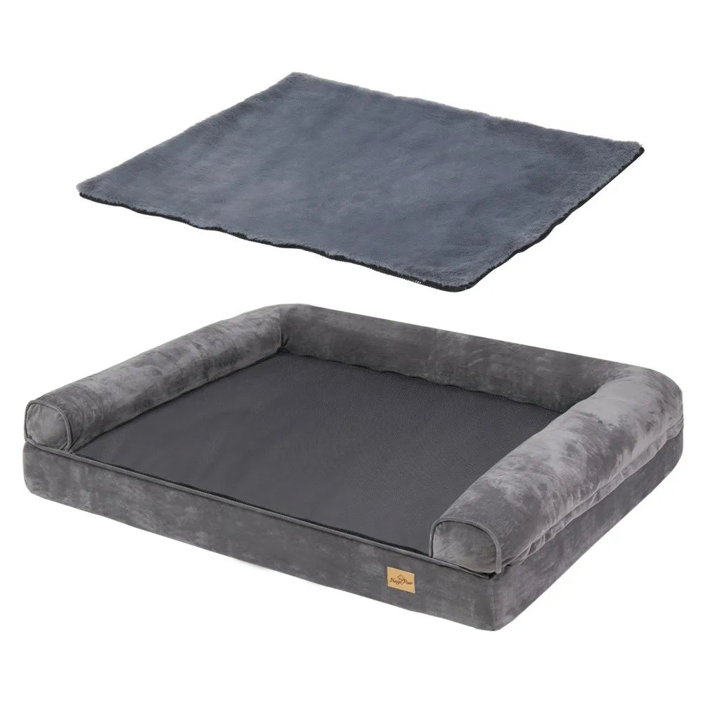 Borwart Orthopedic Memory Foam Dog Bed With Waterproof Plush Cover