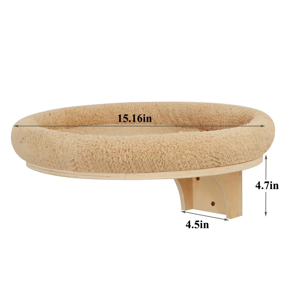 CWV Wall Mounted Wooden Cat Climbing Ladder With Hammock Perch