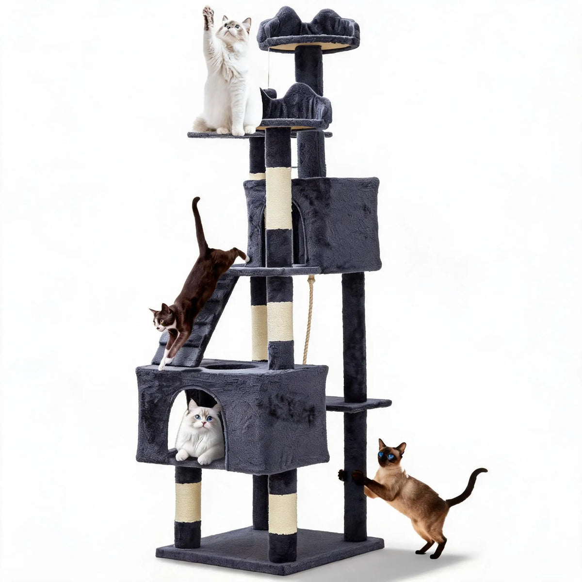 Elevated Multi Level Cat Tower With Sisal Scratching Posts