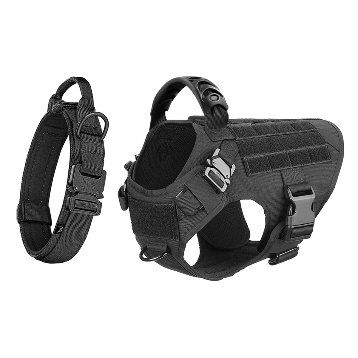 Breathable Padded Tactical Dog Harness And Nylon Collar Set