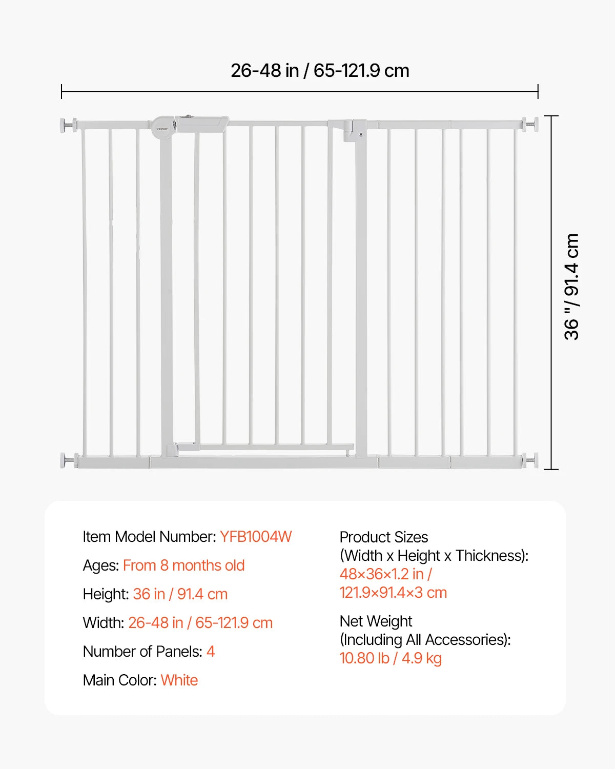 SucceBuy Easy Step Pressure Mount Baby Gate For Home Safety