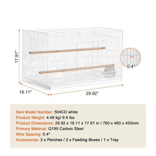 SucceBuy Secure Divided Bird Cage With Travel Handle And Perch