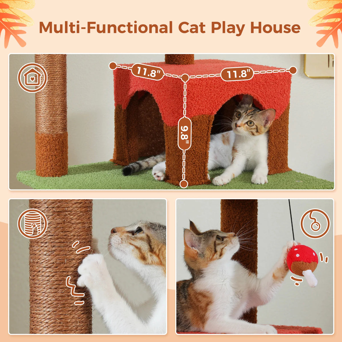 PAWZ Road Multilevel Cat Tree With Scratching Posts And Hammock