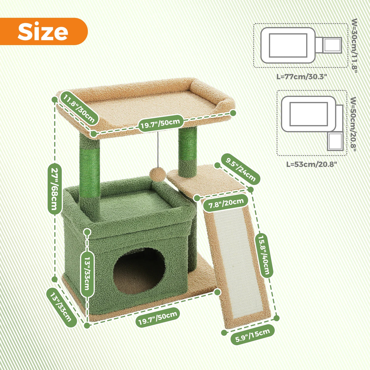 Pawz Road Three Tier Cat Tree With Sisal Scratcher Platform