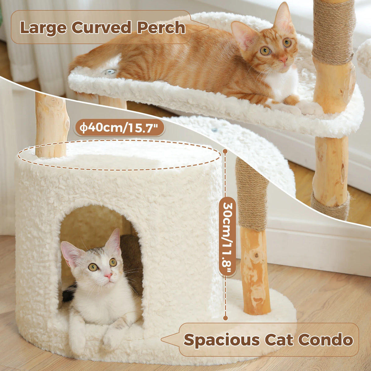 PAWZ Road Three Tier Cat Condo Solid Wood Scratching Posts