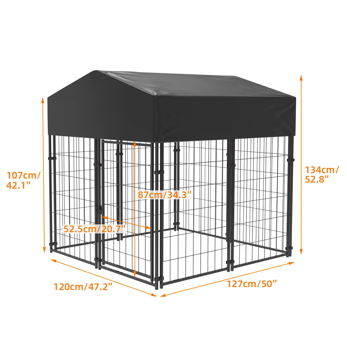 Bingopaw Outdoor Welded Wire Dog Kennel With Weatherproof Cover