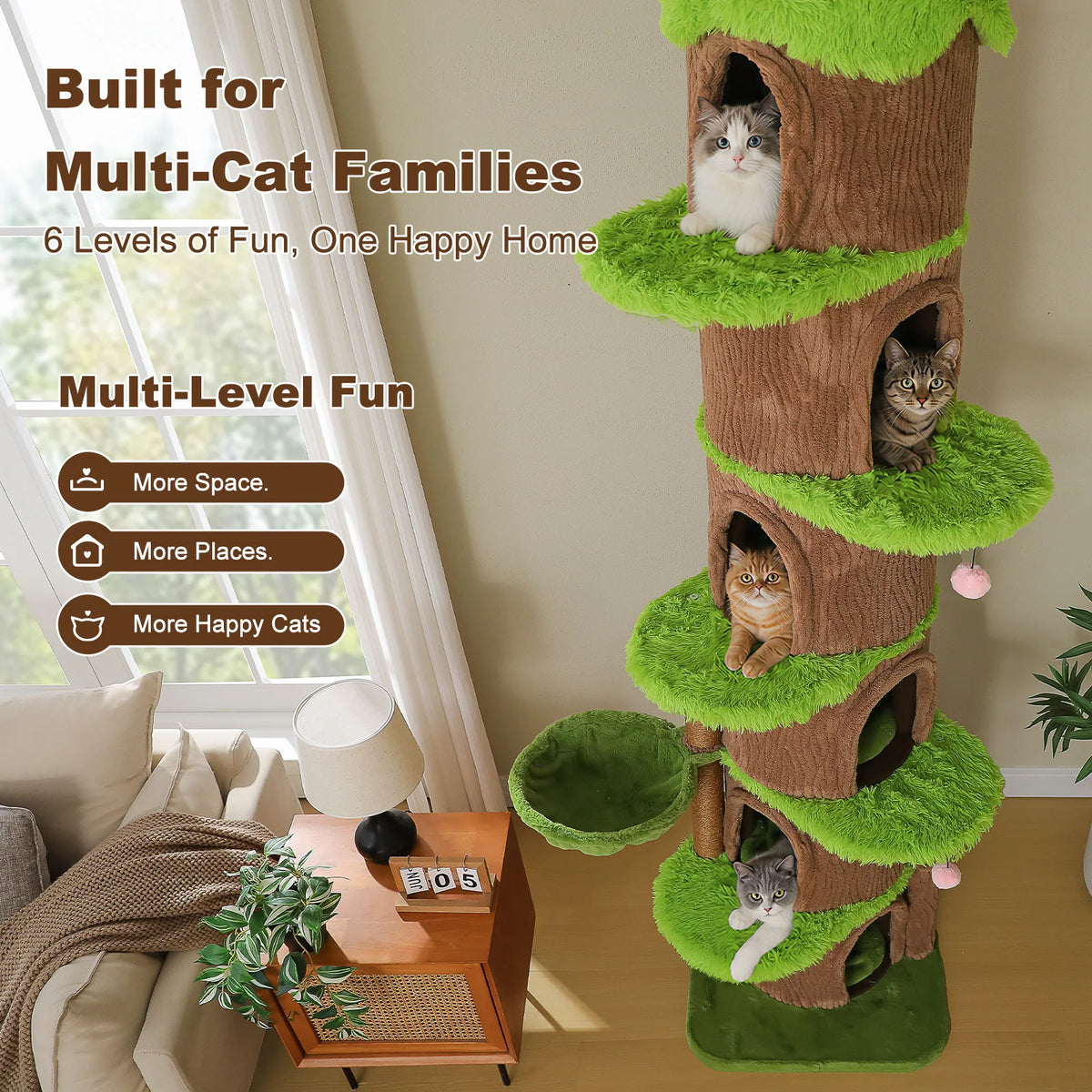 PAWZ Road Adjustable Floor To Ceiling Cat Tree With Hammock