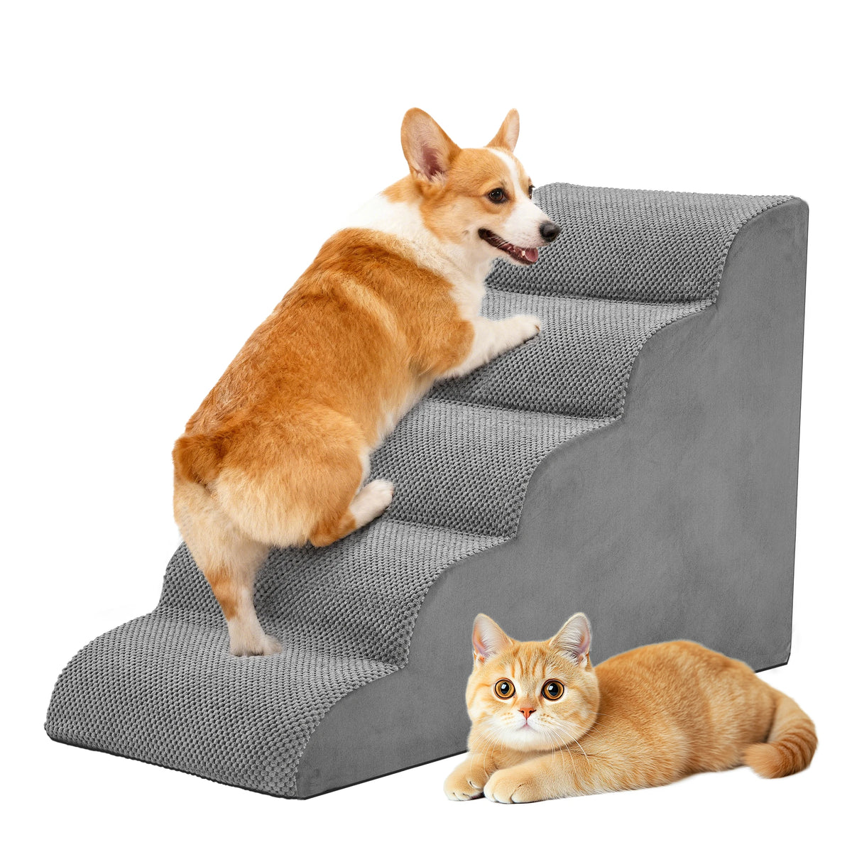 High Density Foam Dog Stairs Curved Non Slip Pet Ramp