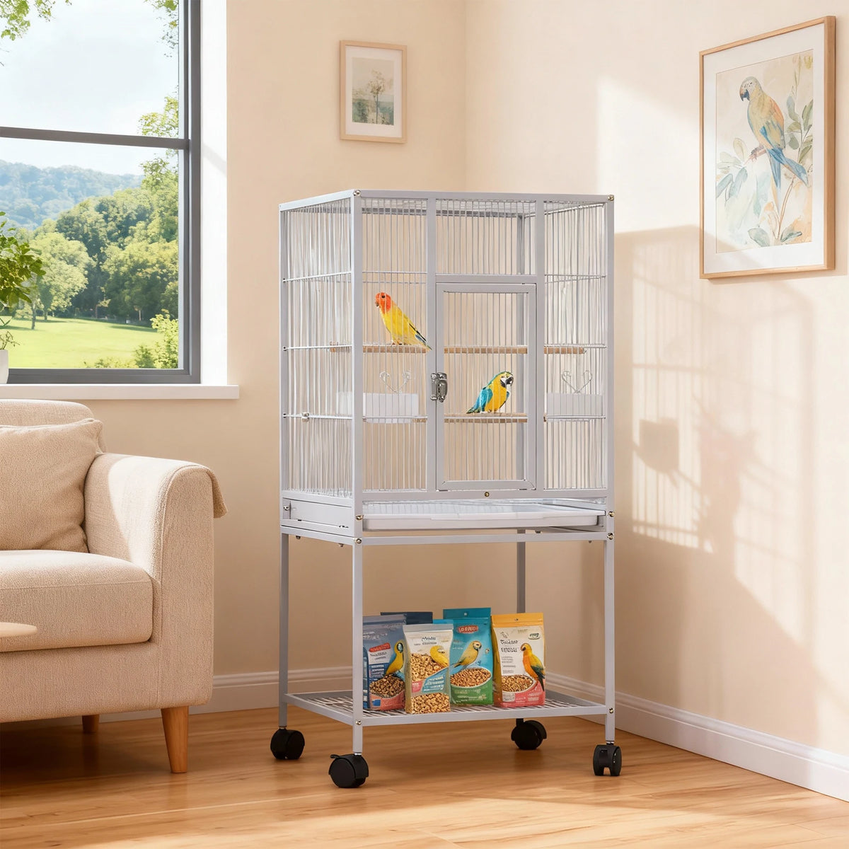 Five Level Metal Animal Cage With Wheels And Removable Tray