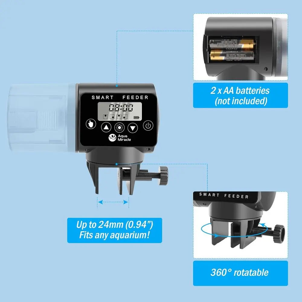 Automatic Aquarium Fish Feeder With Adjustable Timer And Digital Display