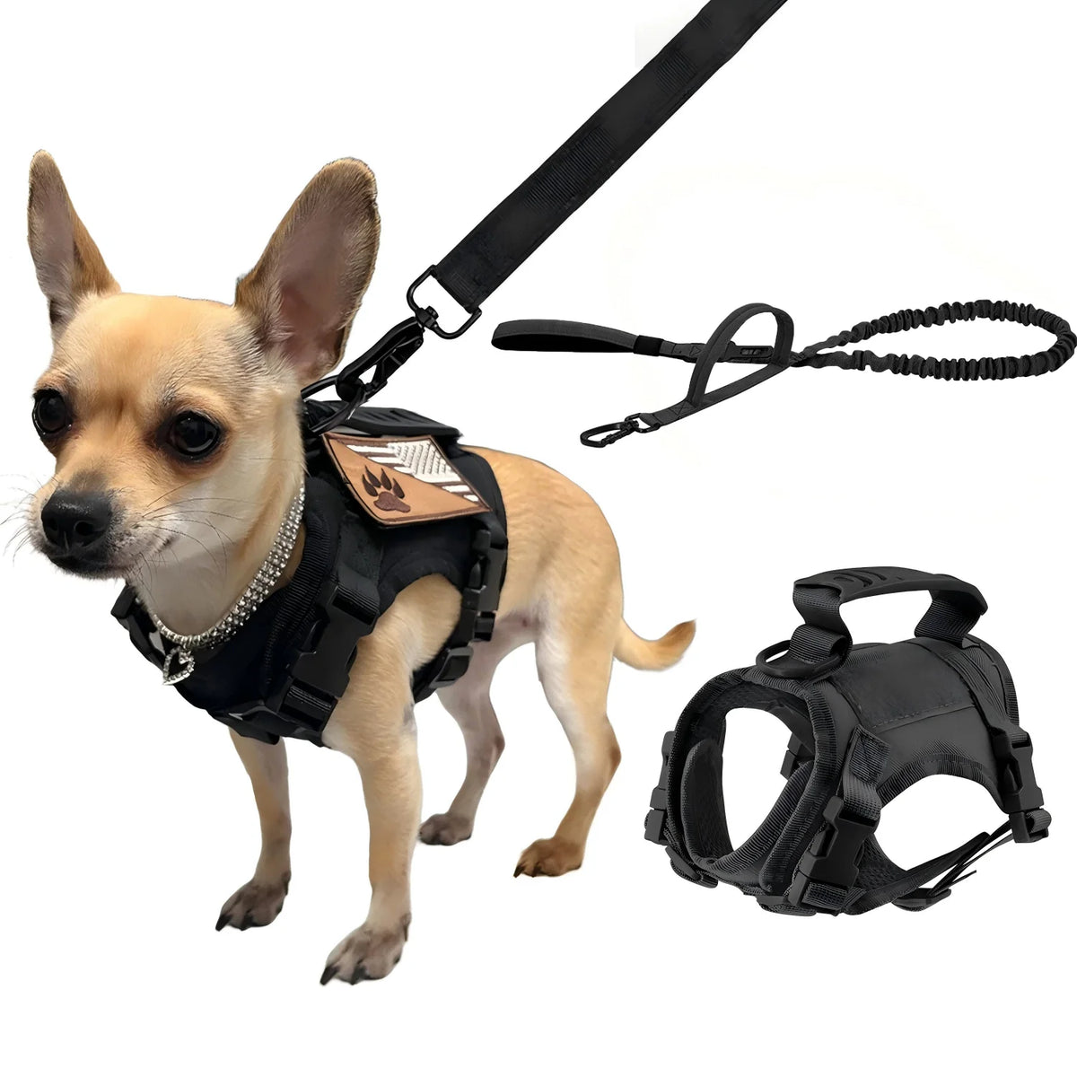 Tactical Adjustable Nylon Harness And Leash For Small Dogs