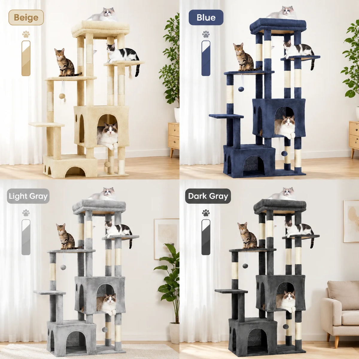 Elevated Multi Level Cat Climbing Tree With Scratching Posts