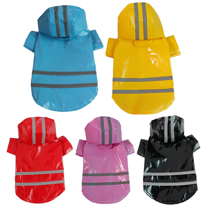 Reflective PU Waterproof Hooded Rain Coat For Dogs And Cats