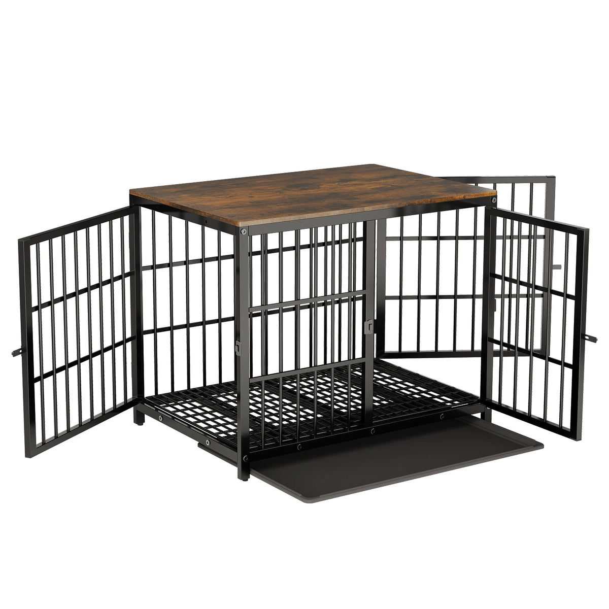 Bingopaw Wooden Dog Crate Furniture End Table Removable Tray