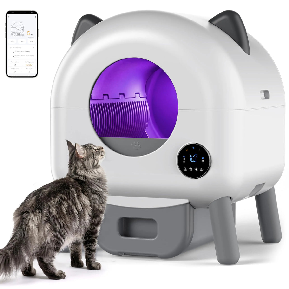 HiMISS Automatic Self Cleaning Cat Litter Box With App Connectivity