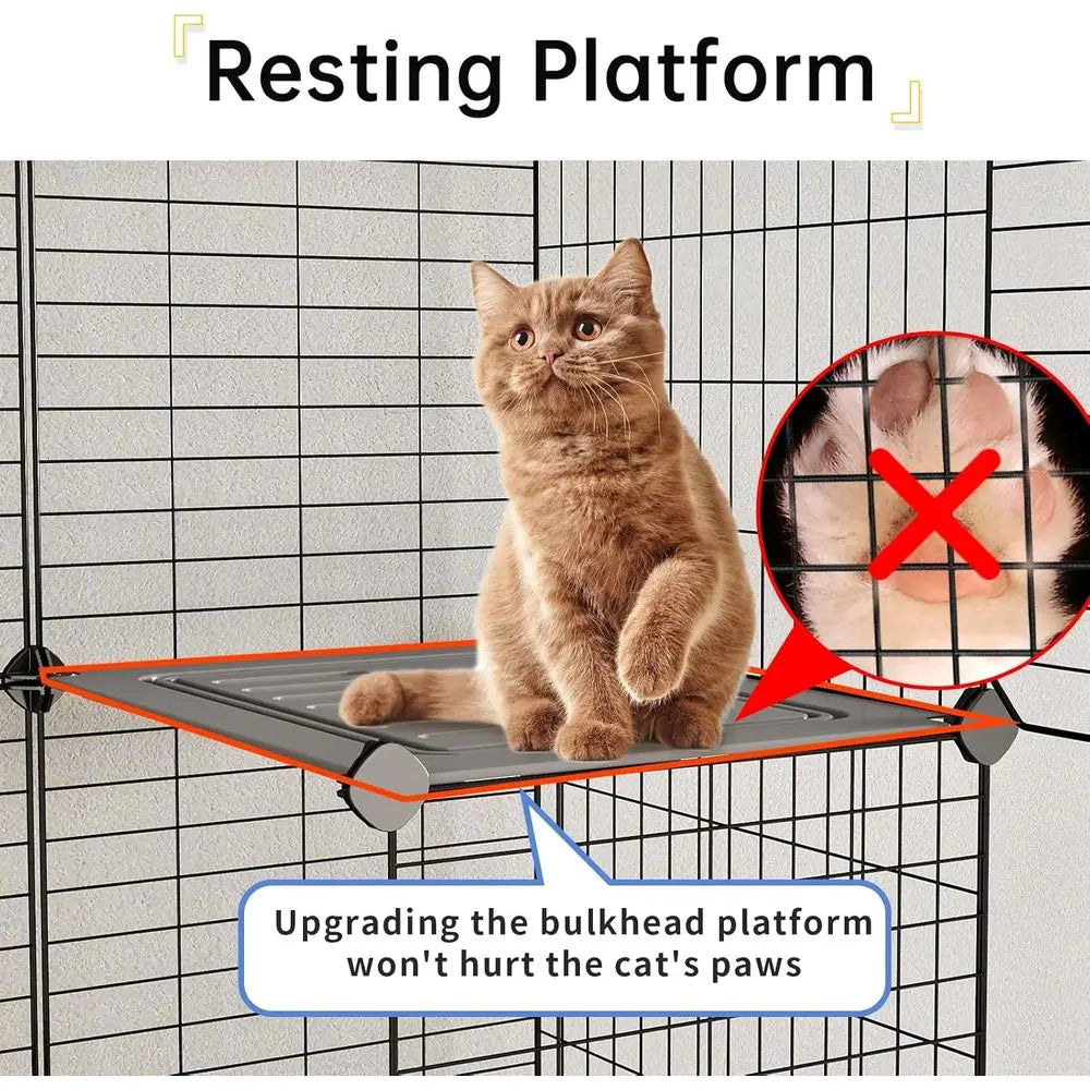 Detachable Two Tier Cat Playpen With Metal Wire Kennel Crate