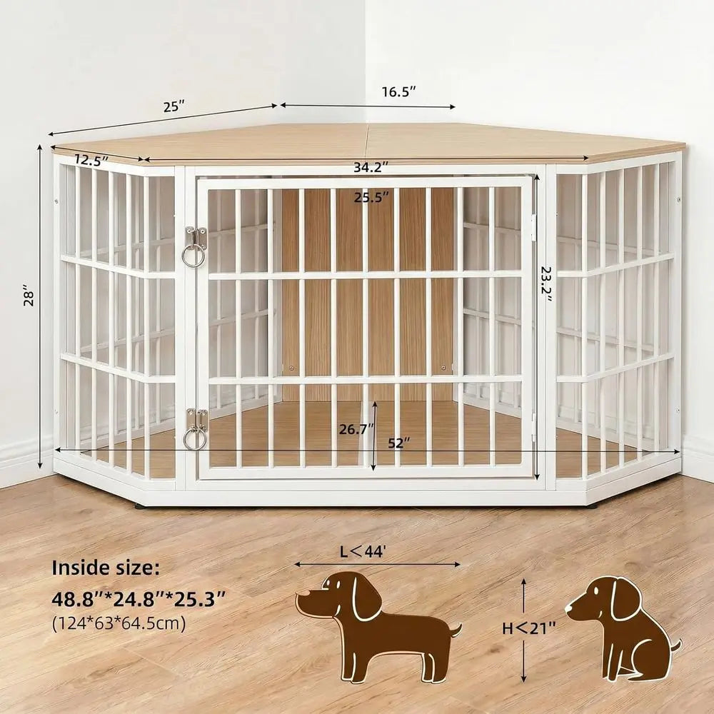 Wooden Dog Kennel Furniture Lockable Indoor Crate End Table