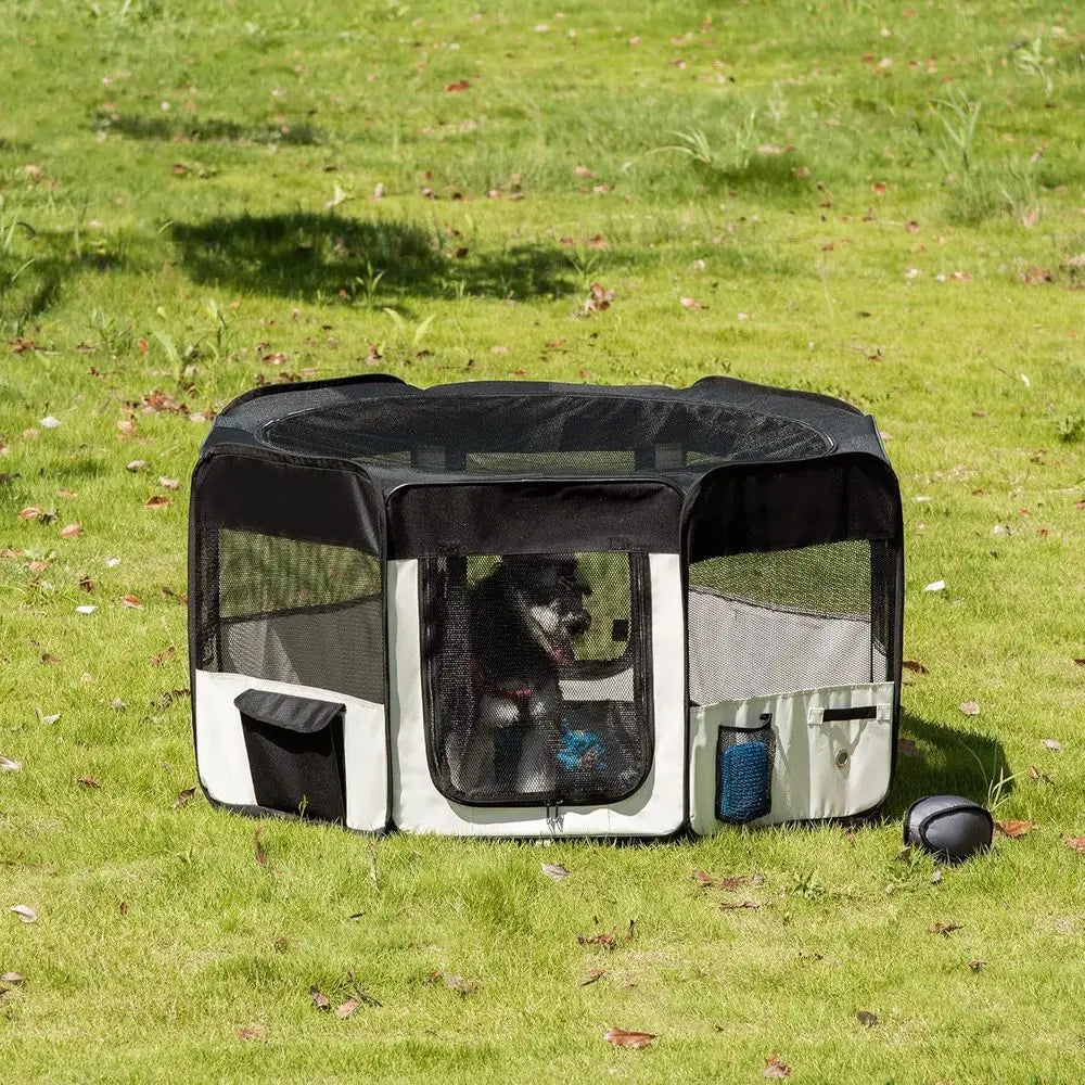 Portable Folding Pet Playpen With Carry Bag For Dogs