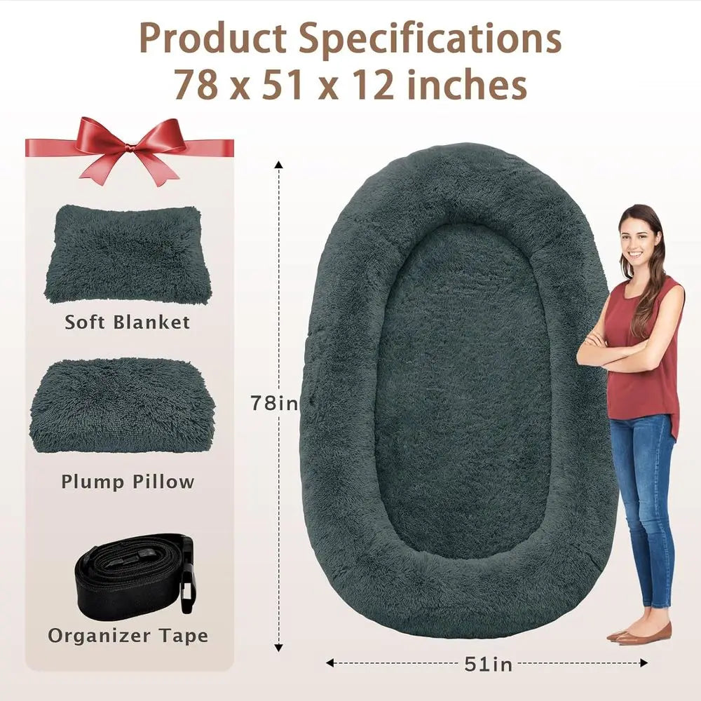 Comfortable Washable Human Dog Bed With Durable Polyester Cover
