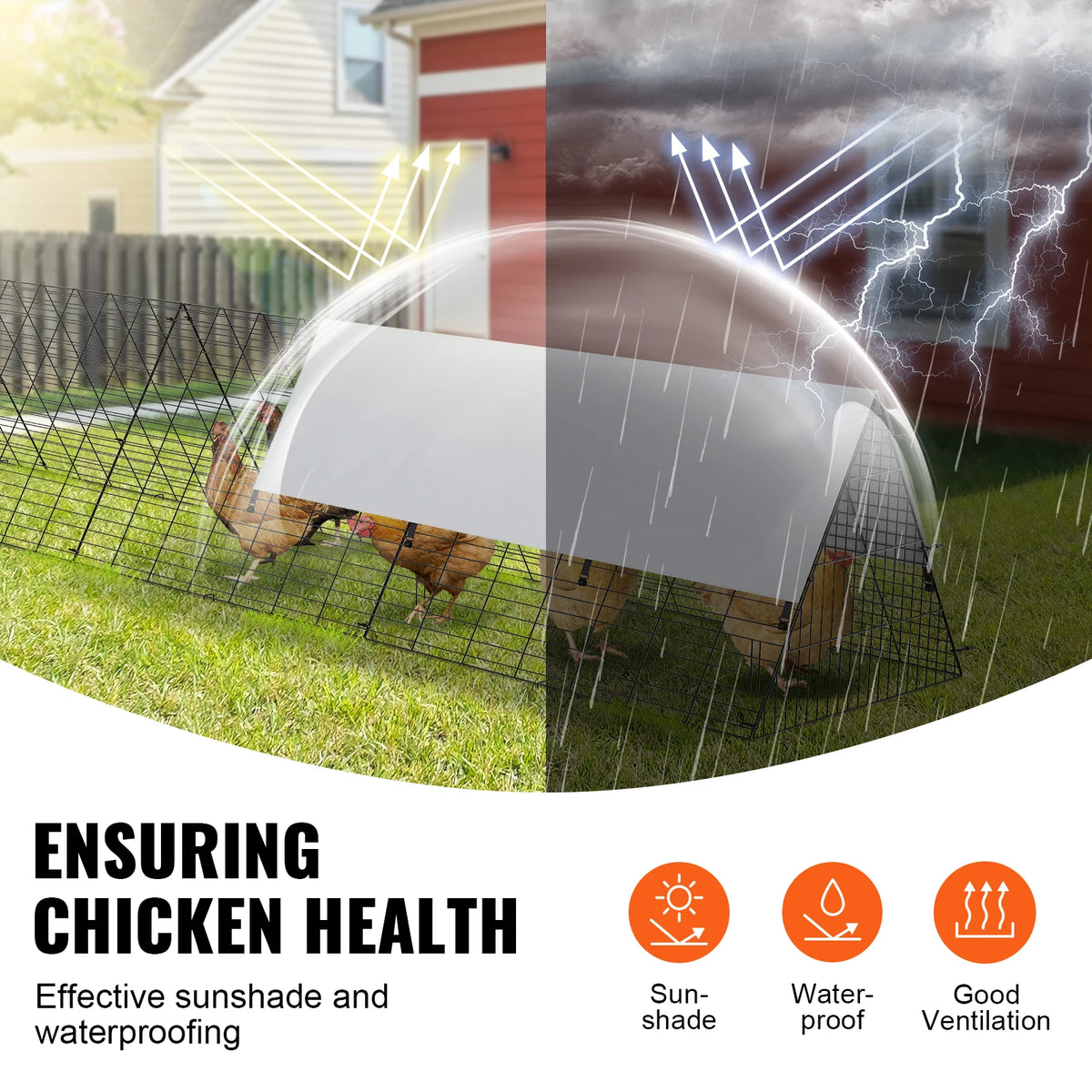 SucceBuy Durable Iron Chicken Tunnel With Corner Frame For Yard