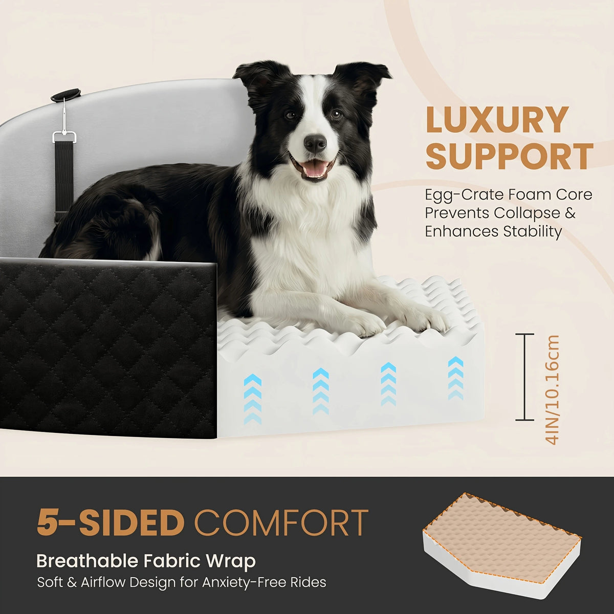 Travel Dog Booster Seat With Memory Foam And Cool Mat