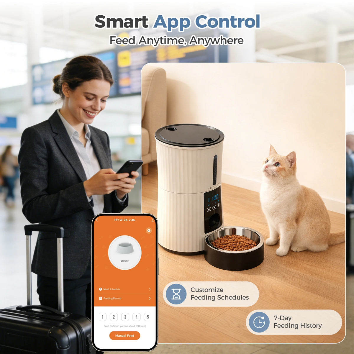 JHK Automatic WiFi Cat Feeder With App Control System