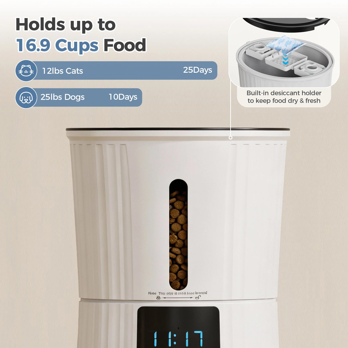 JHK Automatic WiFi Cat Feeder With App Control System