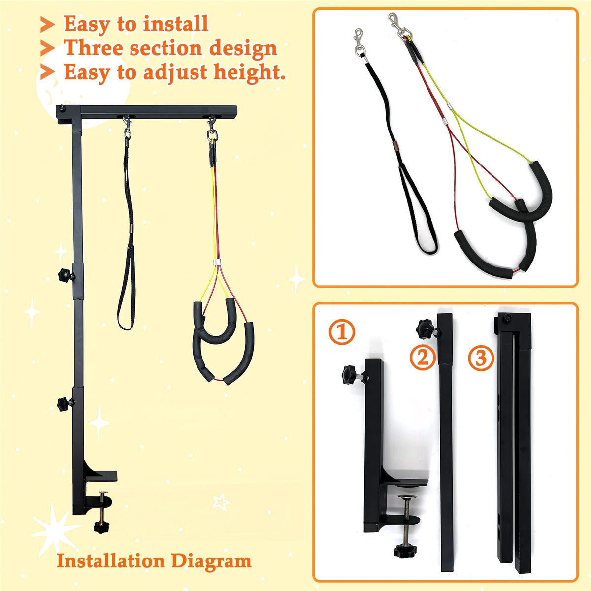 Adjustable Metal Dog Grooming Arm With Clamp And Loops