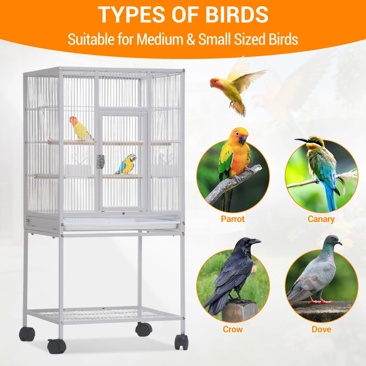 Five Level Metal Animal Cage With Wheels And Removable Tray
