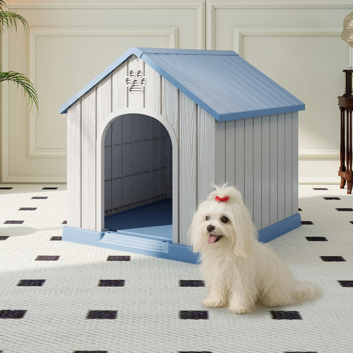 Weatherproof Plastic Dog House For Indoor And Outdoor Pet Shelter