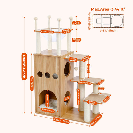 PAWZ Multi Level Cat Condo With Scratching Posts And Hammock