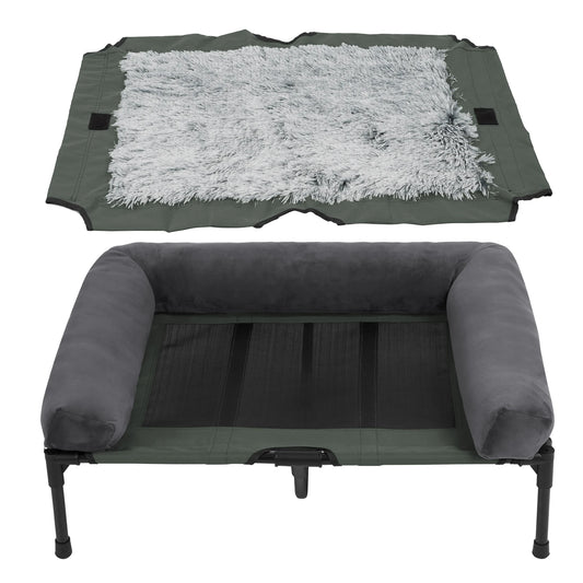 Bingopaw Elevated Dog Bed With Breathable Mesh And Plush Bolster
