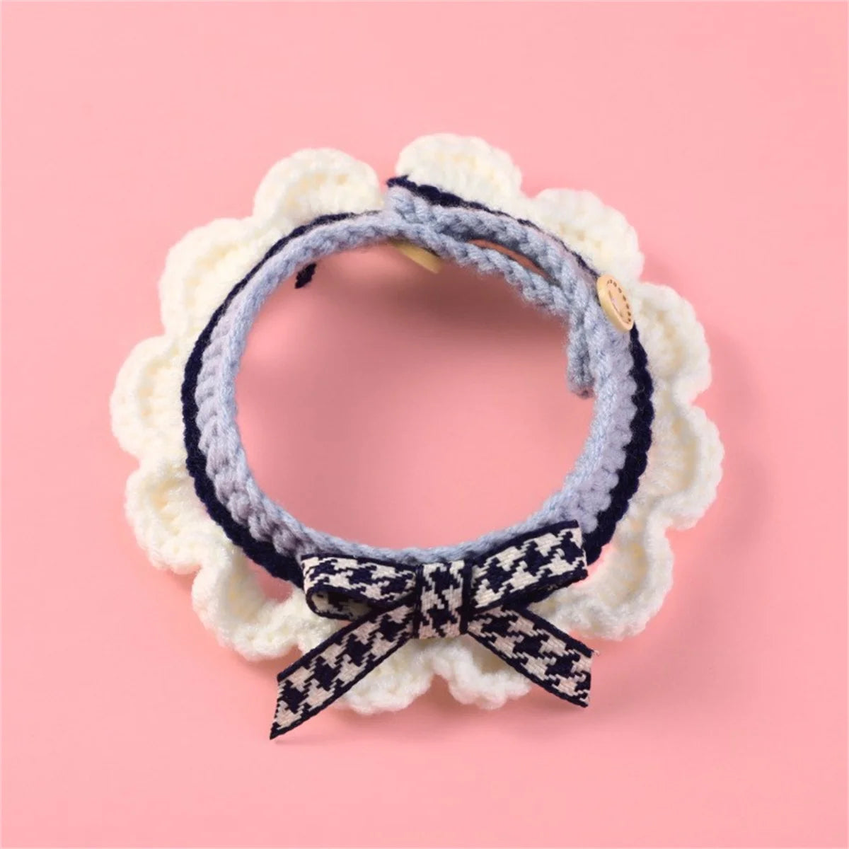 Adjustable Lace Bow Knot Knitted Pet Collar For Cats And Dogs
