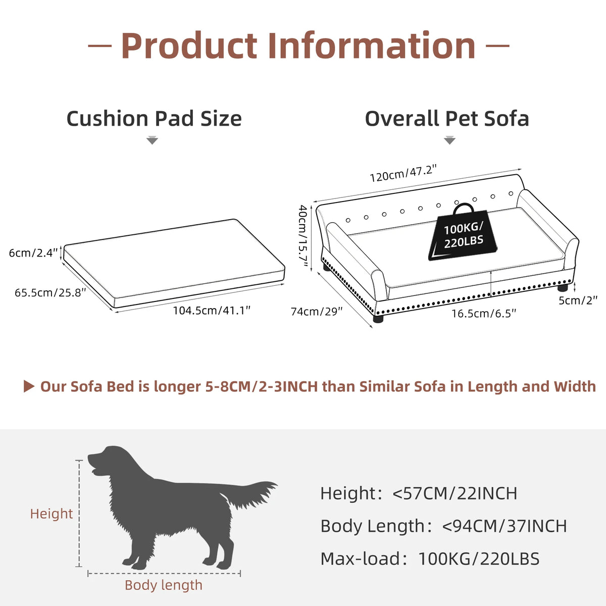 Bingopaw Premium Elevated Dog Sofa With Removable Cushion