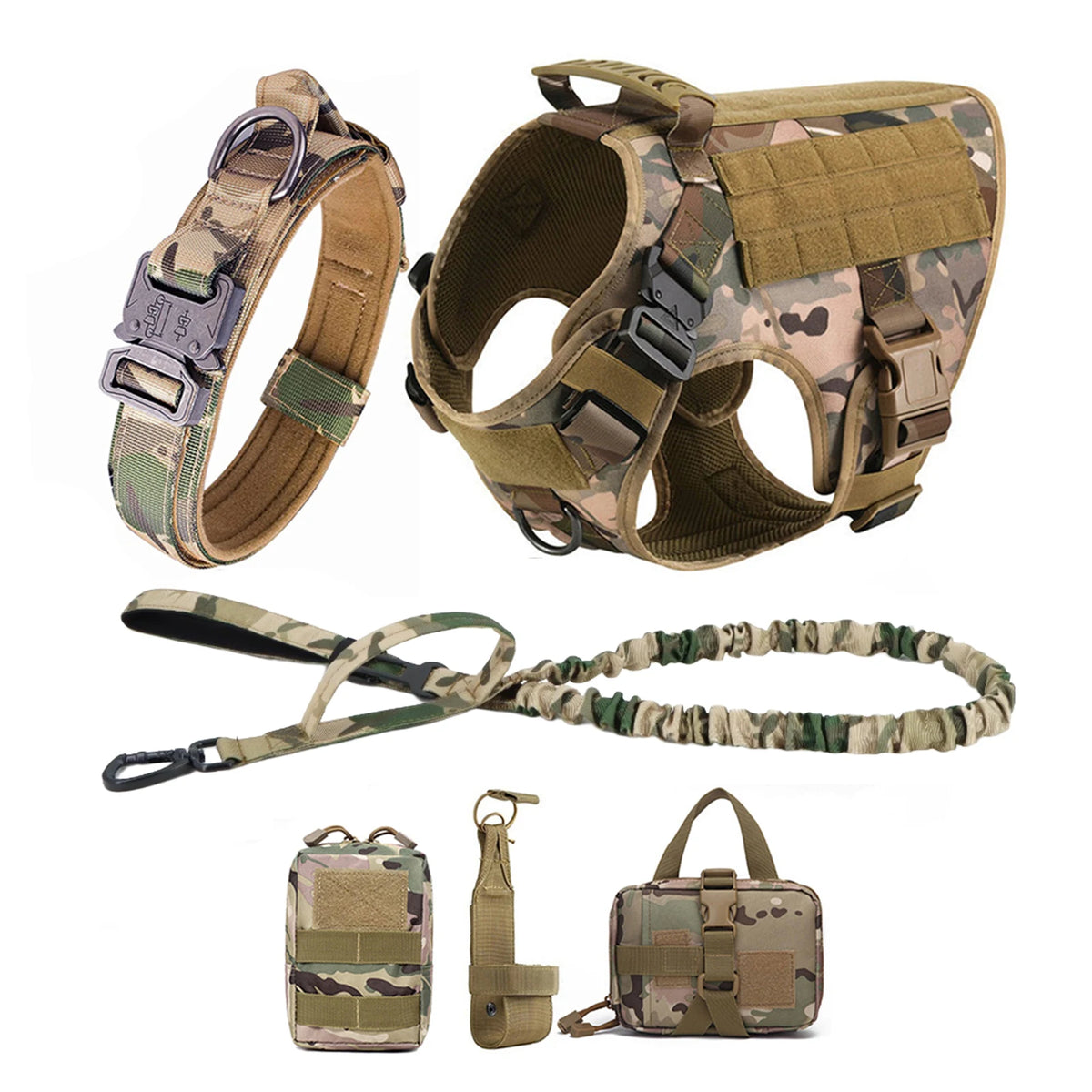 Padded Tactical Dog Harness With Quick Release Molle Vest
