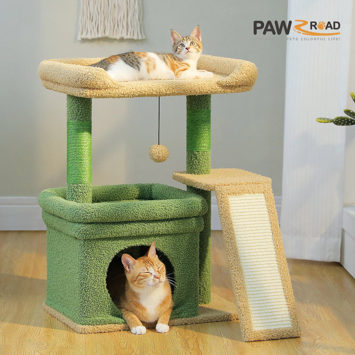 Pawz Road Three Tier Cat Tree With Sisal Scratcher Platform