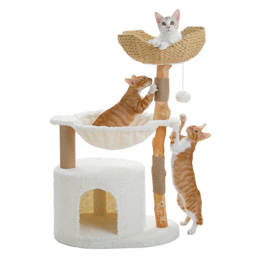 PAWZ Road Three Tier Cat Condo Solid Wood Scratching Posts