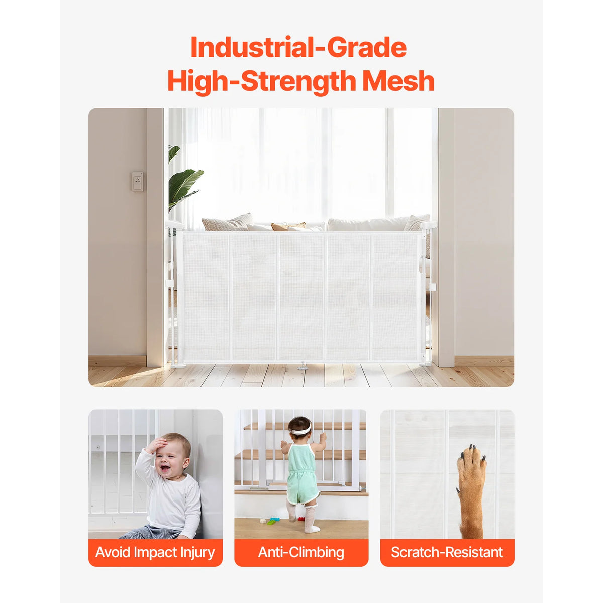 SucceBuy Retractable Baby Gate For Kids And Pets Indoor Safety