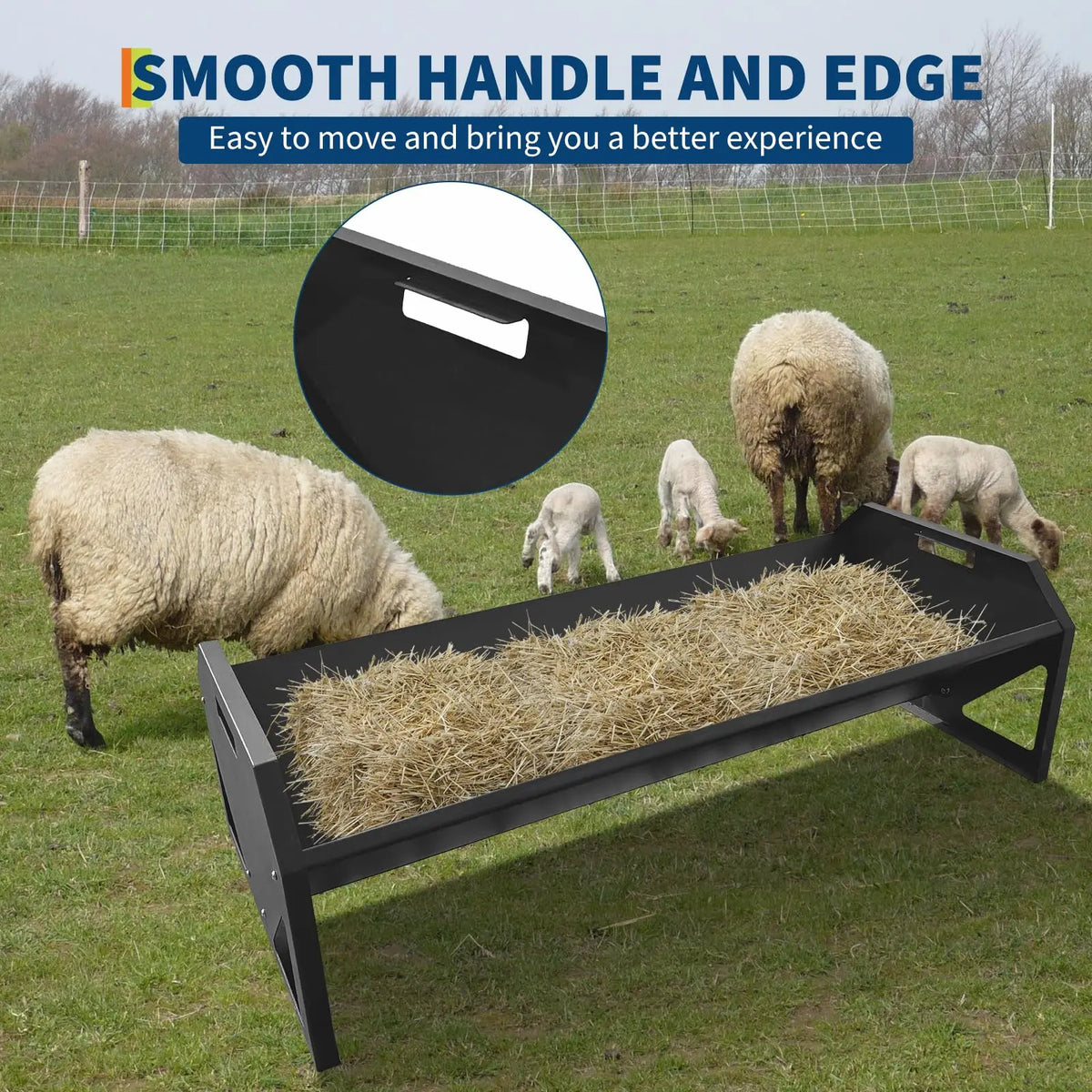 HiMISS Heavy Duty Galvanized Steel Livestock Hay Feeder Trough