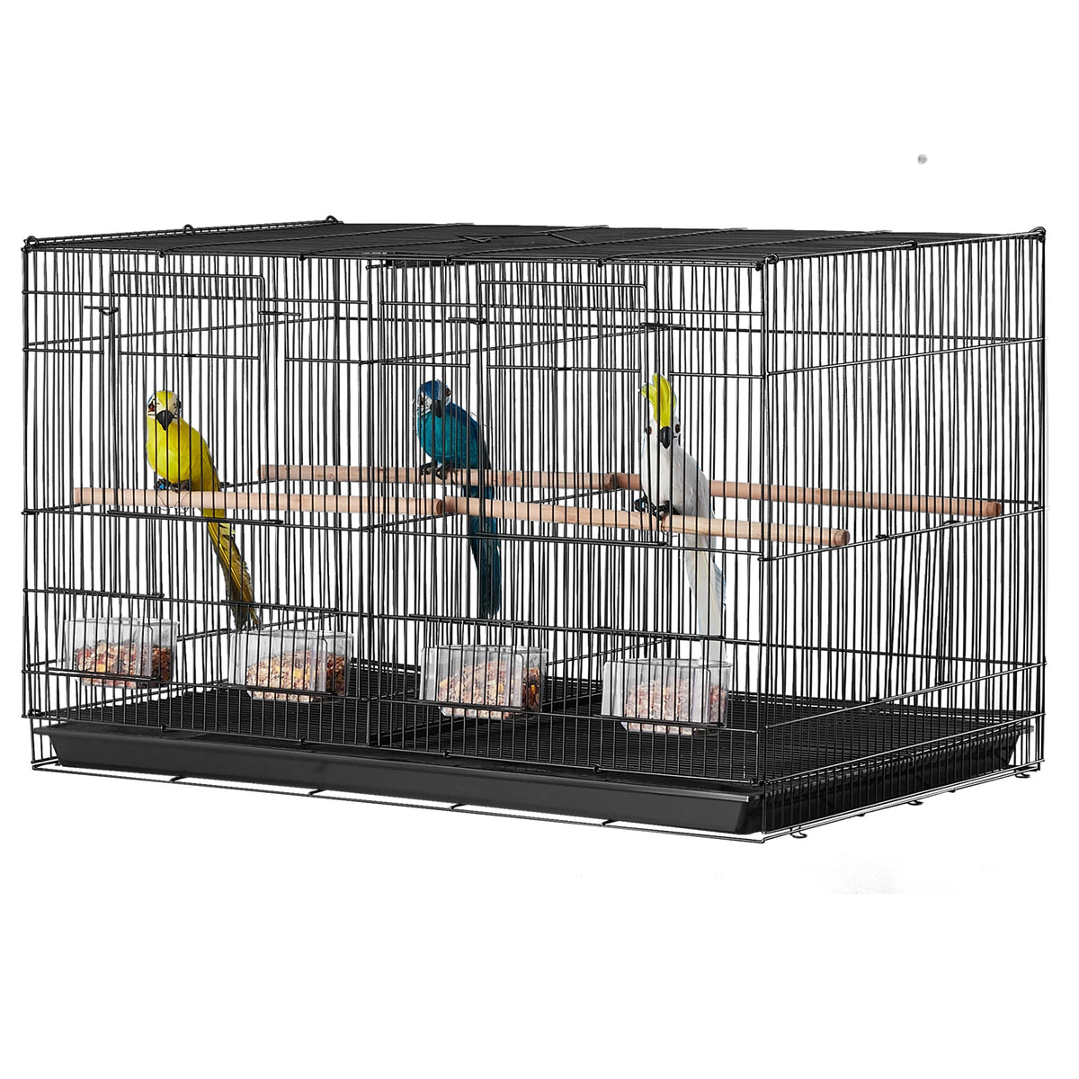 SucceBuy Secure Divided Bird Cage With Travel Handle And Perch